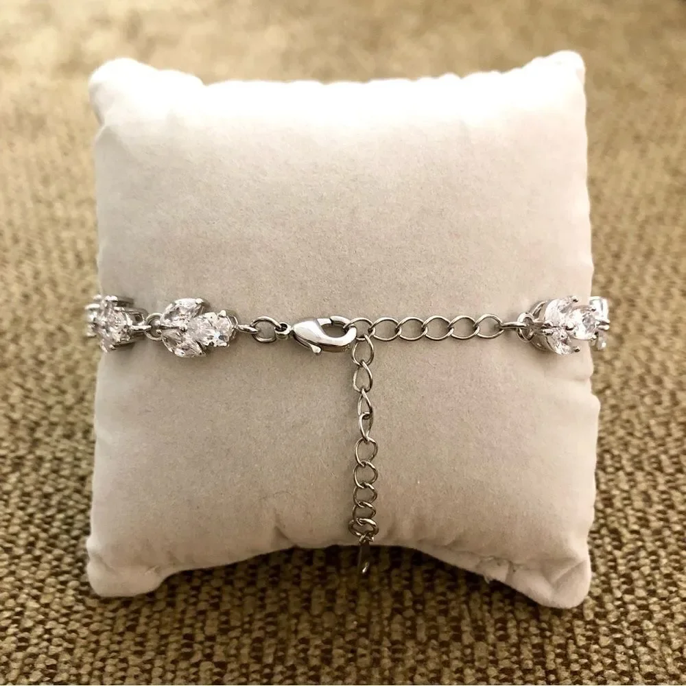CZ Bracelet | 18K White Gold Plated | 6.5” Adjustable